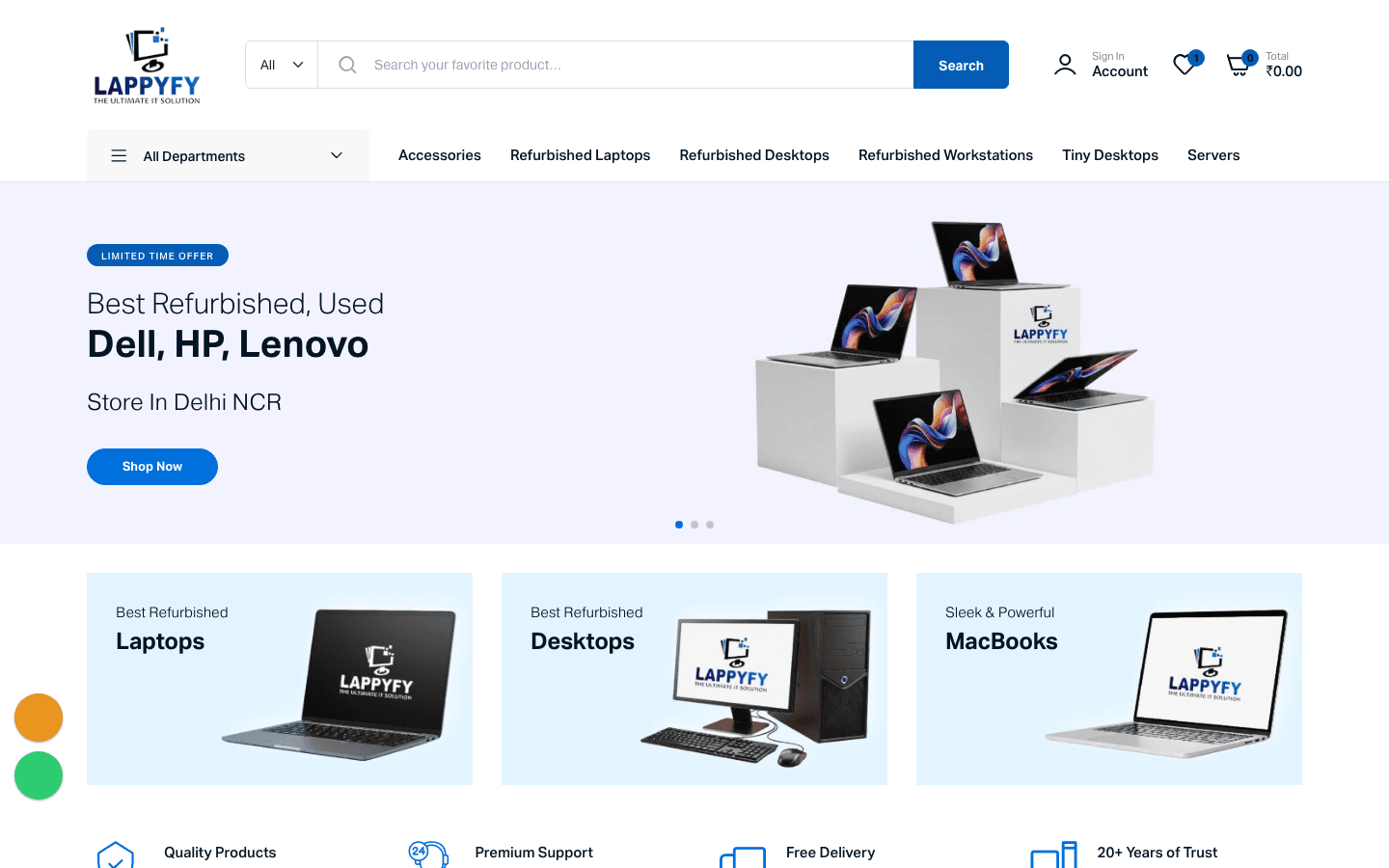 Lappyfy homepage — refurbished laptops and desktops store